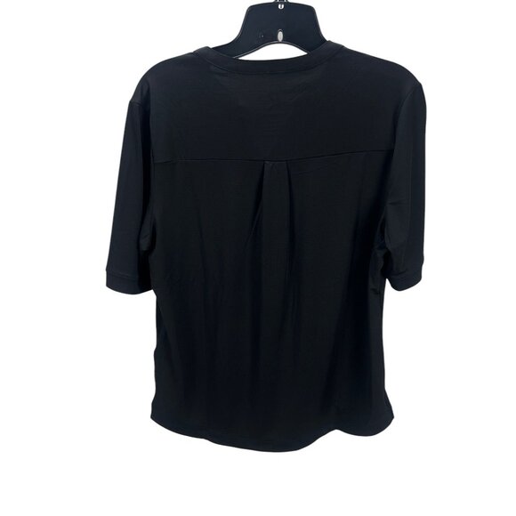 Knoss NWT Women's Shadow Stripe Performance Polo Top Athletic Black M Heritage C - Picture 3 of 4